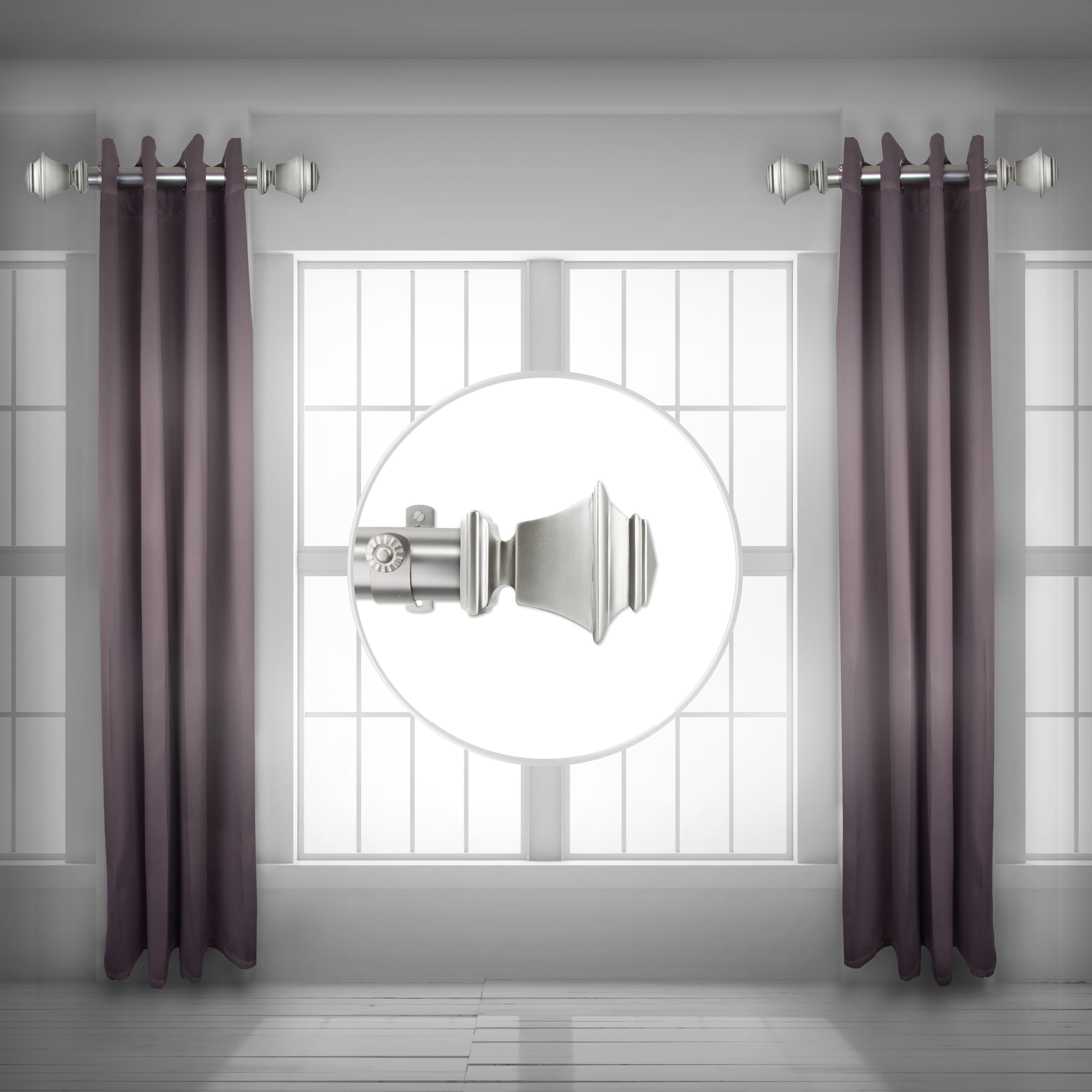 Owen 1.5" Side Curtain Rod 18 inch Long (Set of 2) - Satin Nickel