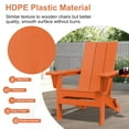 thumbnail image 4 of JUSTLET Outdoor Patio Chair with 2 Cup Holder, HDPE Folding Adirondack Chair, Orange, 4 of 10