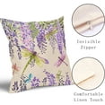 thumbnail image 3 of Spring Summer Flowers Pillow Covers 16X16 Inch Watercolor Purple Wisteria Dragonfly Floral Decorative Pillow Cases Set of 2 Seasonal Throw Pillows Farmhouse Home Decor For Couch Cushion Outdoor, 3 of 6