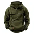 thumbnail image 3 of Sudaderas con capucha tácticas de media cremallera para hombre, sudaderas militares de lana sólida y cálida, chaquetas con capucha con múltiples bolsillos para hombre, Polar grueso para exteriores, 3 of 5