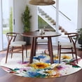 thumbnail image 3 of Hummingbird Round Area Rug 6Ft Washable Circle Rugs for Bathroom Office, Spring Farmhouse Oil Painting Sunflowers Non-Slip Carpet Floor Mats Indoor Outdoor Carpet Runner Aesthetic Home Decor, 3 of 8