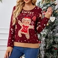 thumbnail image 6 of Light Up Gingerbreads Man Ugly Christmas Sweater for Holiday Parties Women Long Sleeve Crewneck Knit Pullover Jumper Top, 6 of 9