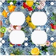 thumbnail image 3 of Metal Light Switch Plate Cover Colorful Flowers Fancy Blue Tile Pattern TIL010, 3 of 13
