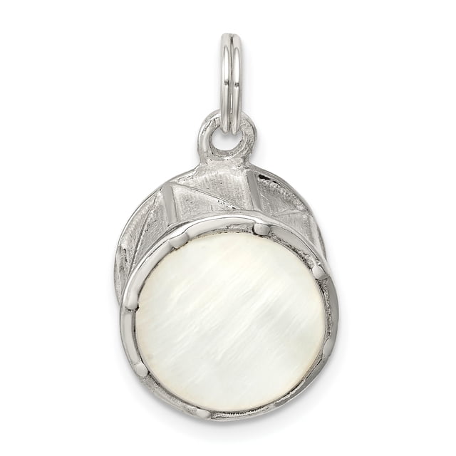 925 Sterling Silver Drum Collier Pendentif Instrument de Musique