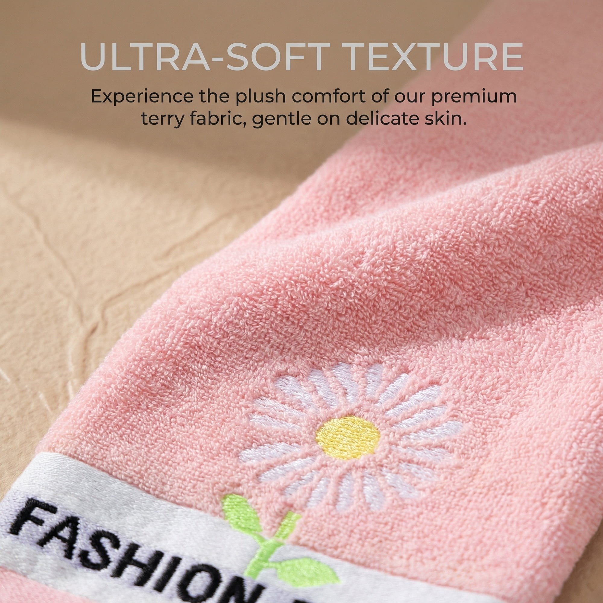 Unique Bargains 29" x 13" Floral Decorative Absorbent Hand Towels Pink 2pk