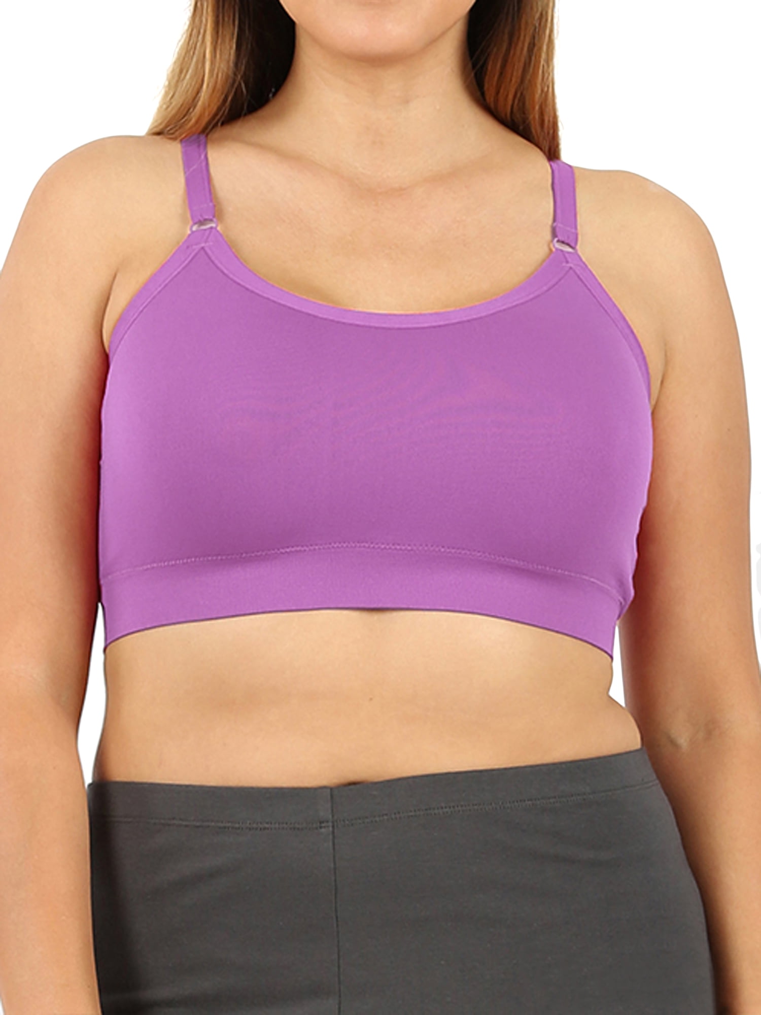 Women Cross Back Padded Seamless Sports Bra Bralette with Adjustable