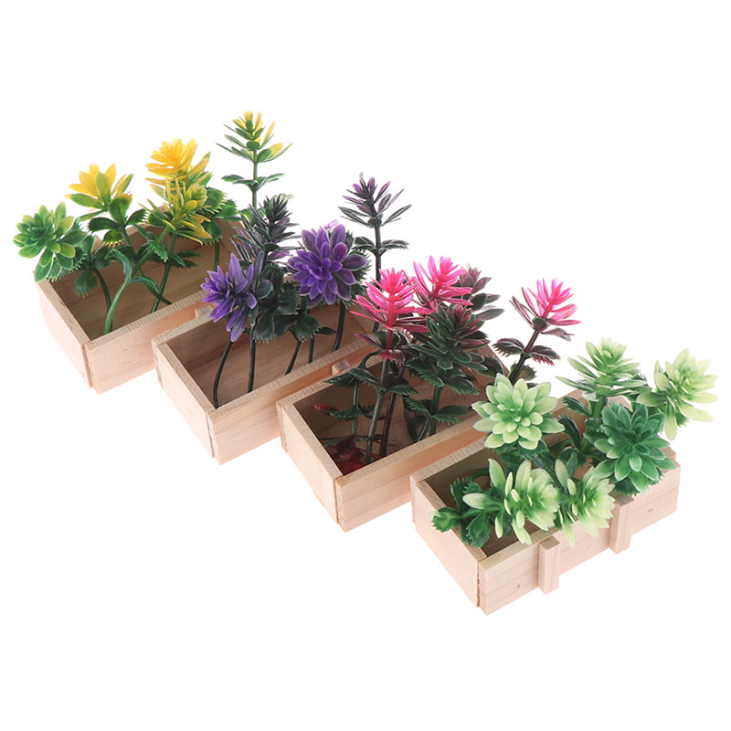 4 Miniature SUCCULENT Green Shade Plant Model Landscape Doll house S3 
