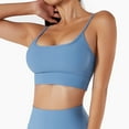 thumbnail image 3 of SWSMCLT Women's Yoga Crop Top Summer Quick Dry Ribbed Fitted Gym Workout Camisole Shirt with Built-in Bra Push Up Support Padded Cami Sexy Blue 10, 3 of 4