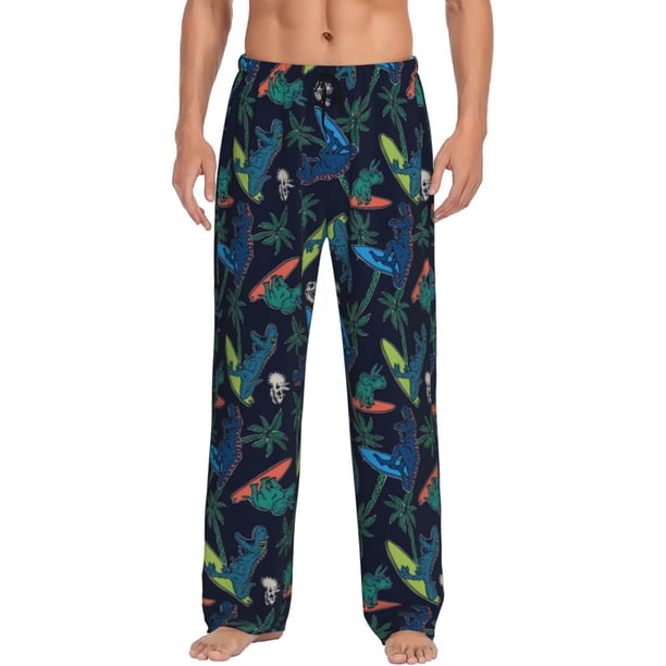 Balery Dinosaur Pantalones de pijama para hombre, pijama ultraligero, pantalón de descanso-Large