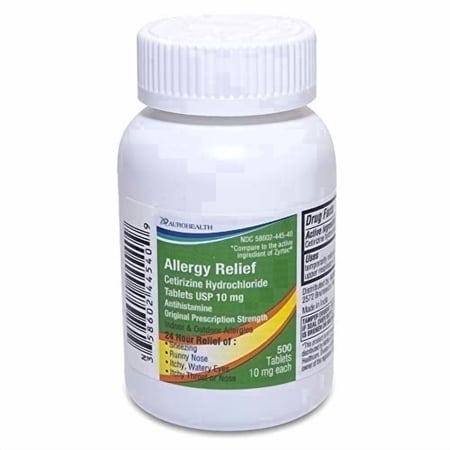 Aurohealth All Day Allergy, Cetirizine Hydrochloride Tablets, 10 mg, Antihistamine, 500 Count