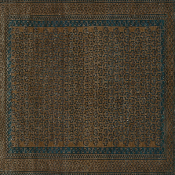 Ahgly Company Indoor Square Persian Turquoise Blue Traditional Area Rugs, 5' Square