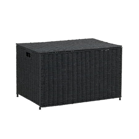 HOUSEHOLD ESSENTIALS Decorative Wicker Paper Rope Storage Chest