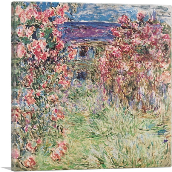 ARTCANVAS The House Among the Roses Canvas Art Print by Claude Monet - Size: 18" x 18" (0.75" Deep)