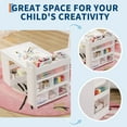 thumbnail image 2 of Multi-Functional Kids Art Table and 2 Chairs Set – Wooden Activity Desk with Large Storage Shelves – Perfect for Drawing, Writing, and Play – Great for Playrooms, Learning Areas, or Home – White, 2 of 8