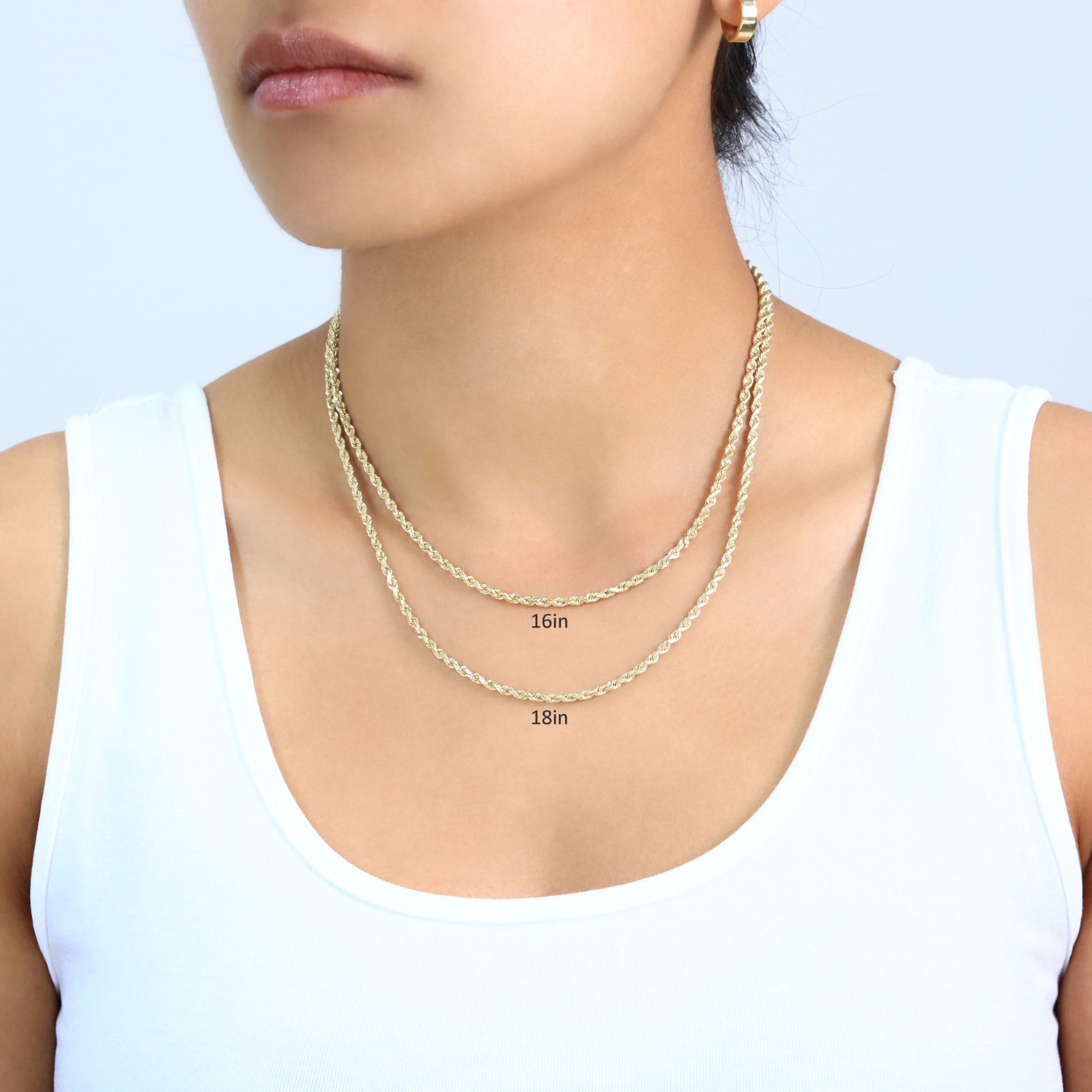Nuragold 14K Real Yellow Gold Solid Rope Diamond Cut Chain Necklace 16"-30" (1mm-10mm) Italian Jewelry for Men & Women