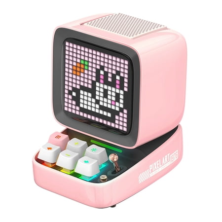 Osfvolr Ditoo-Pro Retro Pixel Art Bluetooth Portable Speaker Alarm Clock DIY LED Display Board, Cute Gift Home Decoration Pink
