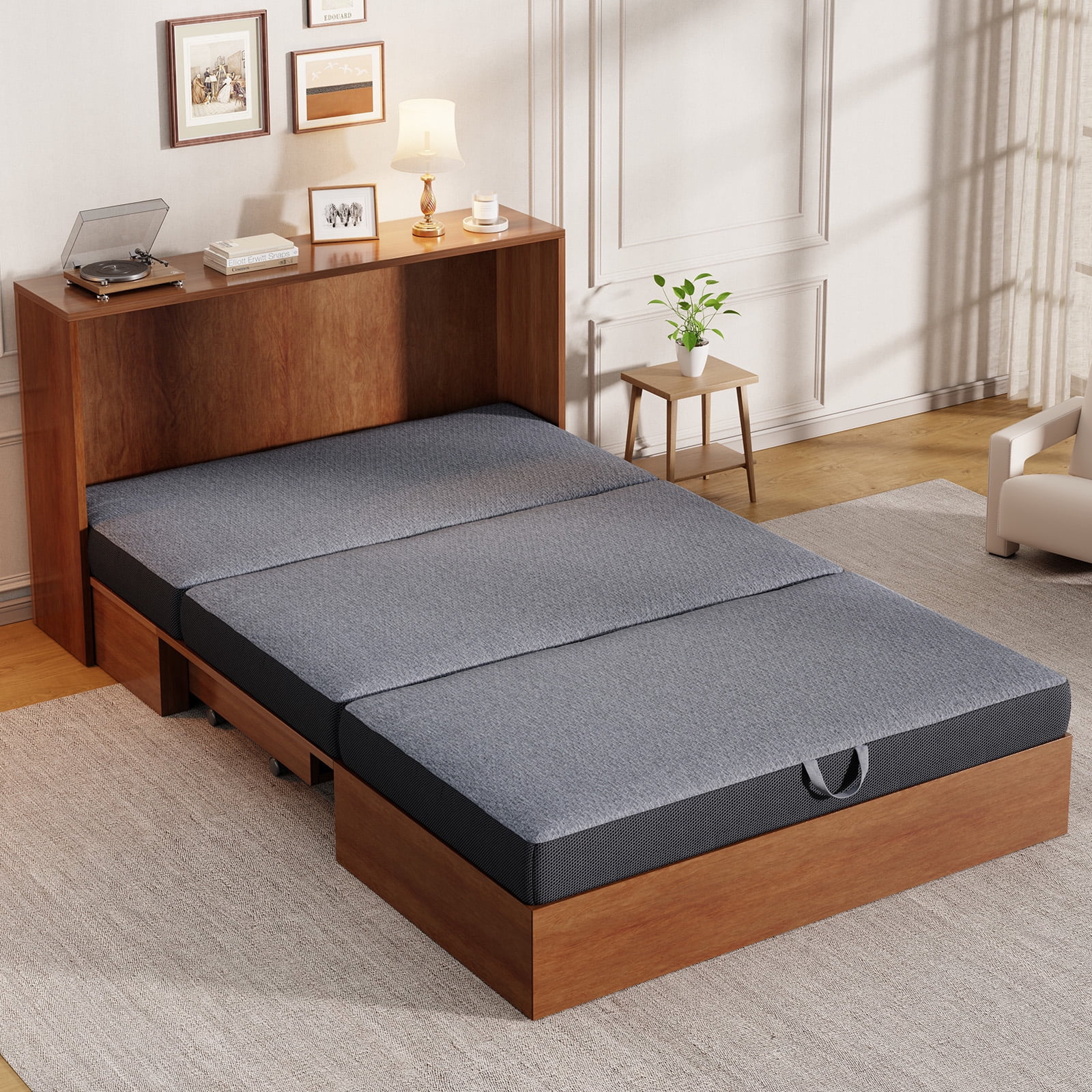 Cozylore 6 inch Tri Folding Mattress Full Size Foldable Mattress Memory Foam Mat with Washable Cover and Non-Slip Bottom Portable Floor Bed for Travel, Camping, Guest, 73" x 52" x 6"