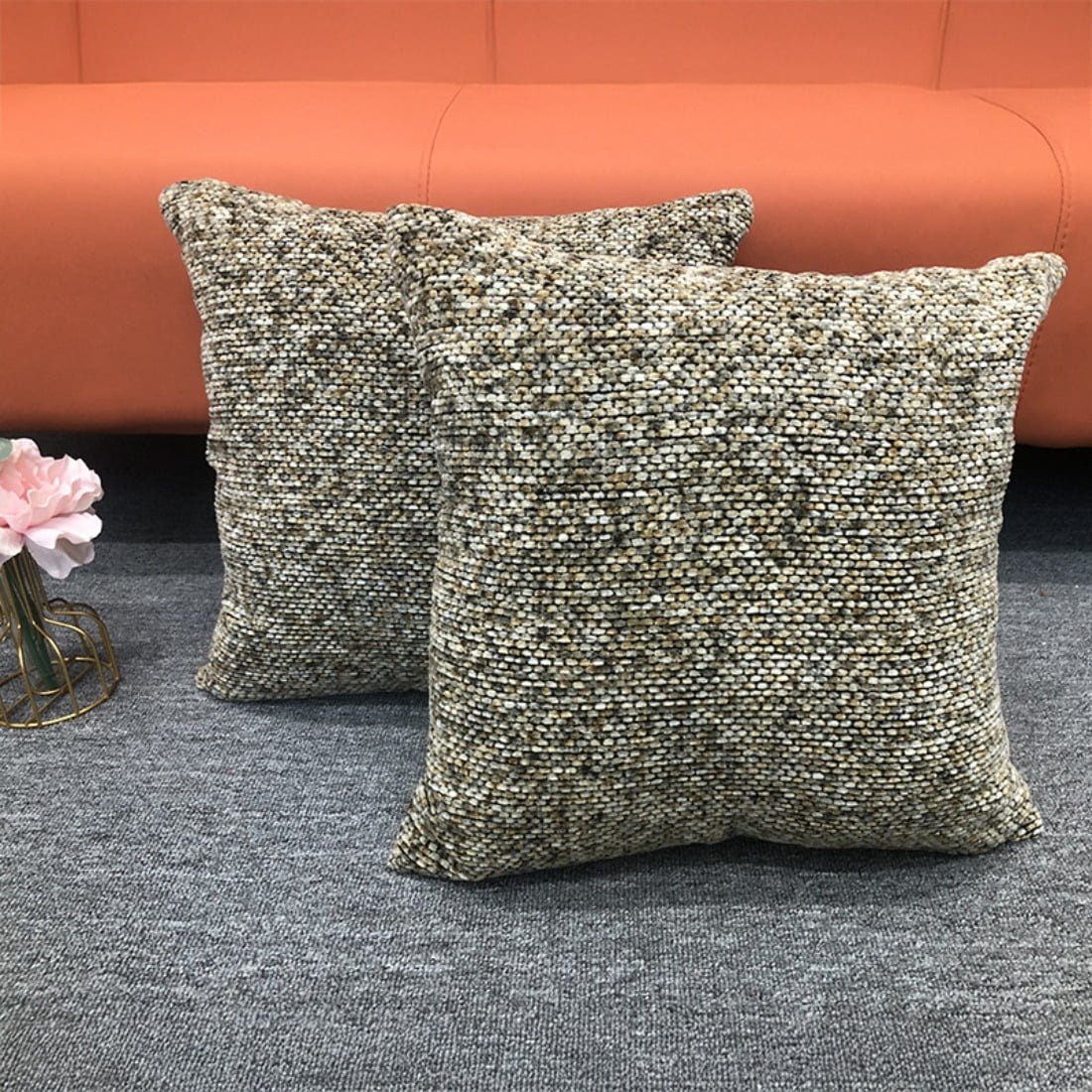 Chenille Textured Decorative Throw Pillow Covers for Sofa Living Room Home, Cozy Accent Cushions for Families & Apartments, 18x18 Inch