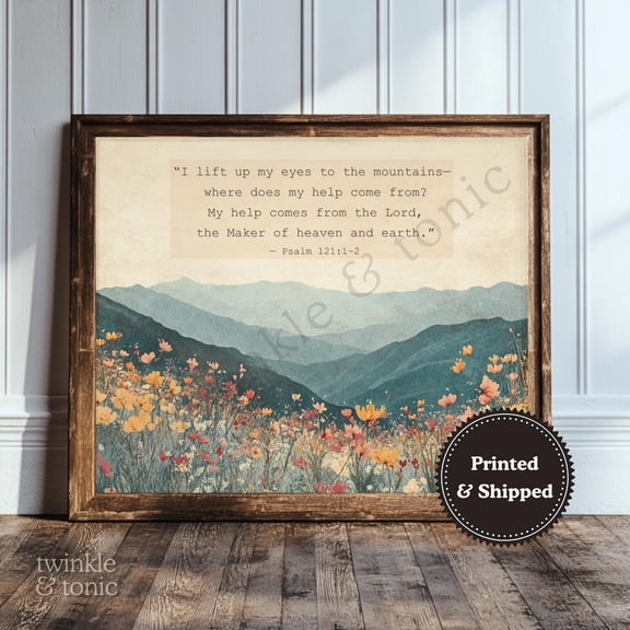 Bible Verse Psalms Vintage Landscape Christian Decor Wall Art