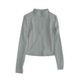thumbnail image 4 of Slim Fit Sun Jackets for Women UPF 50+ UV Protection Full Zip Shirts Yoga Athletic Long Sleeve Track Jacket Grey, Size XL, 4 of 4