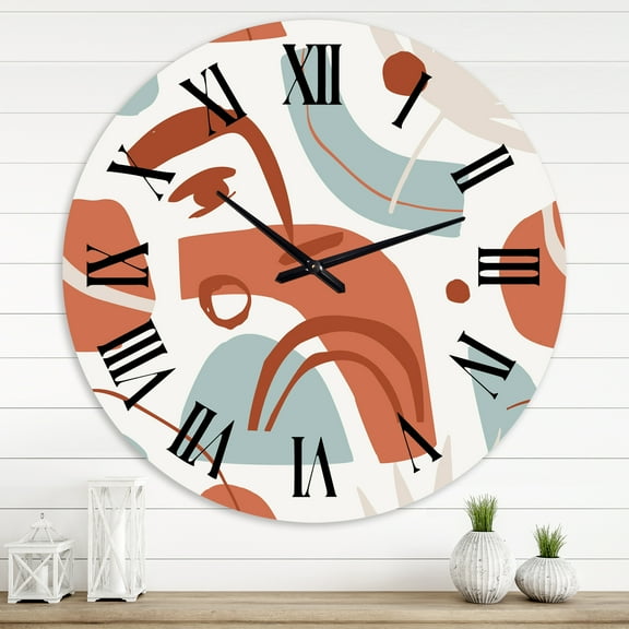 Designart 'Geometrical Shapes With Tropical Palm Leaves' Modern Wall Clock