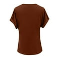 thumbnail image 5 of Women's V Neck Short Sleeve T-Shirt Elegant Solid Color Basic Casual Top For Daily Wear Summer Outfit, 5 of 5