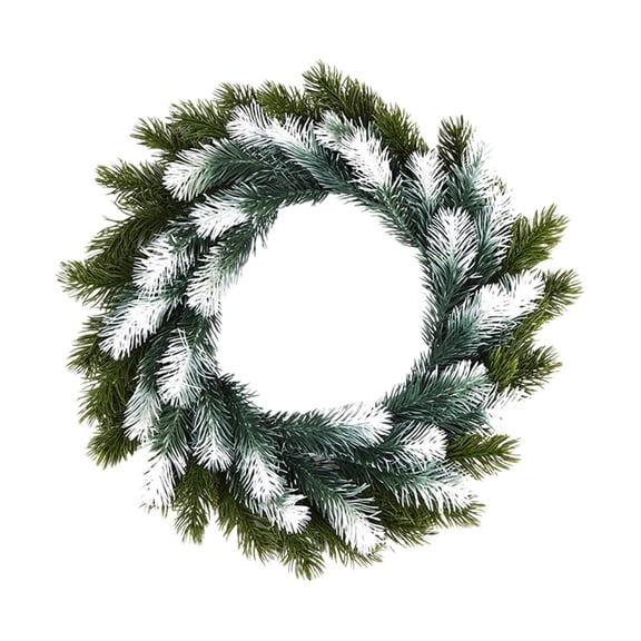 Wreath with Artificial Leaves, 14.5 X 14.5 Inch Sturdy Plastic Decoration for Indoor Outdoor Front Door Wall, Easy-Clean Realistic Leaf Wreath for Christmas, Holiday Party, Garden