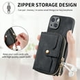 thumbnail image 6 of SaniMore for iPhone 14 Plus (6.7 inch 2022) Case,Wear-resistant PU Leather Skin + Zipper Purse Card Slots Removeable Crossbody Lanyard Stand Shell Shockproof Anti-scraych Drop-resistant, Black, 6 of 10