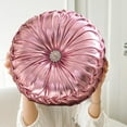 thumbnail image 5 of Round Velvet Pillow - Shiny Border Sofa Cushion Bedside Decor Futon Accent Pillow Wrinkle-Resistant Hypoallergenic Gift-Ready Home Decor(Pink), 5 of 6