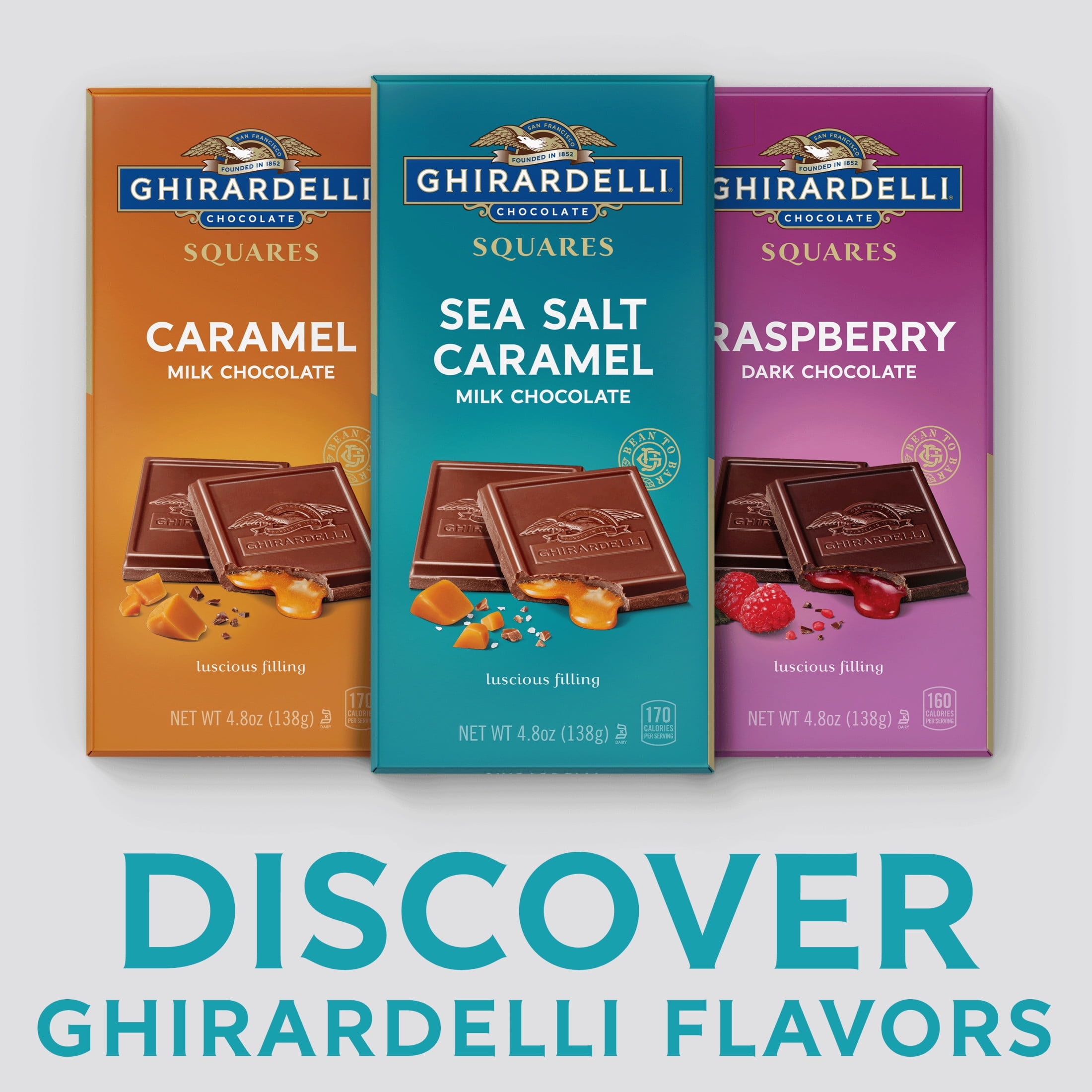 (3 pack) GHIRARDELLI Sea Salt Caramel Milk Chocolate Candy SQUARES Bar, 4.8 oz Bar