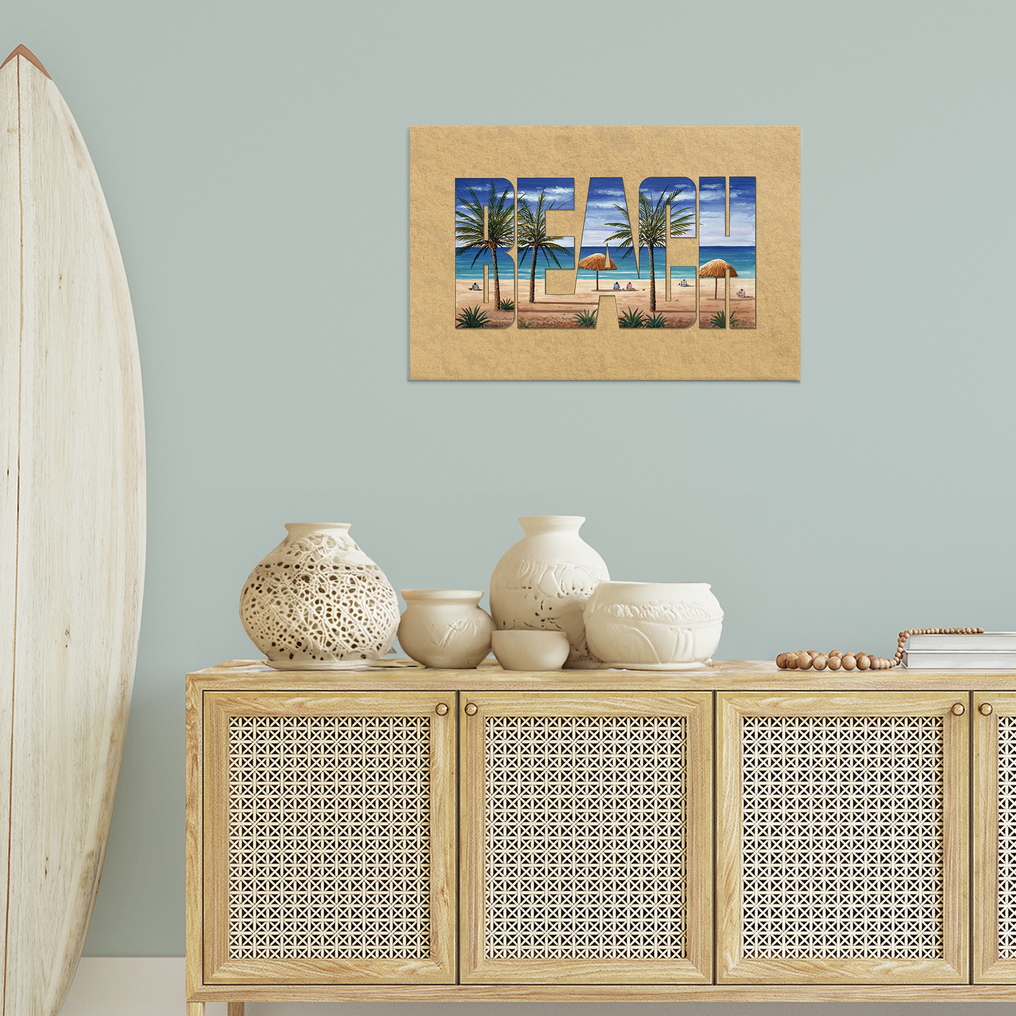 Stupell Industries Tropical Beach Outline Nautical & Beach Painting Wrapped Canvas Art Print Wall Art, 30 x 20