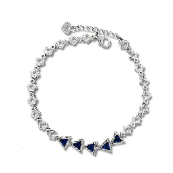 Kaash Customs CZ Stone Silver Plated Triangle Shaped Bling Adjustable Anklet Bracelet Best Bridesmaid Gift for Her