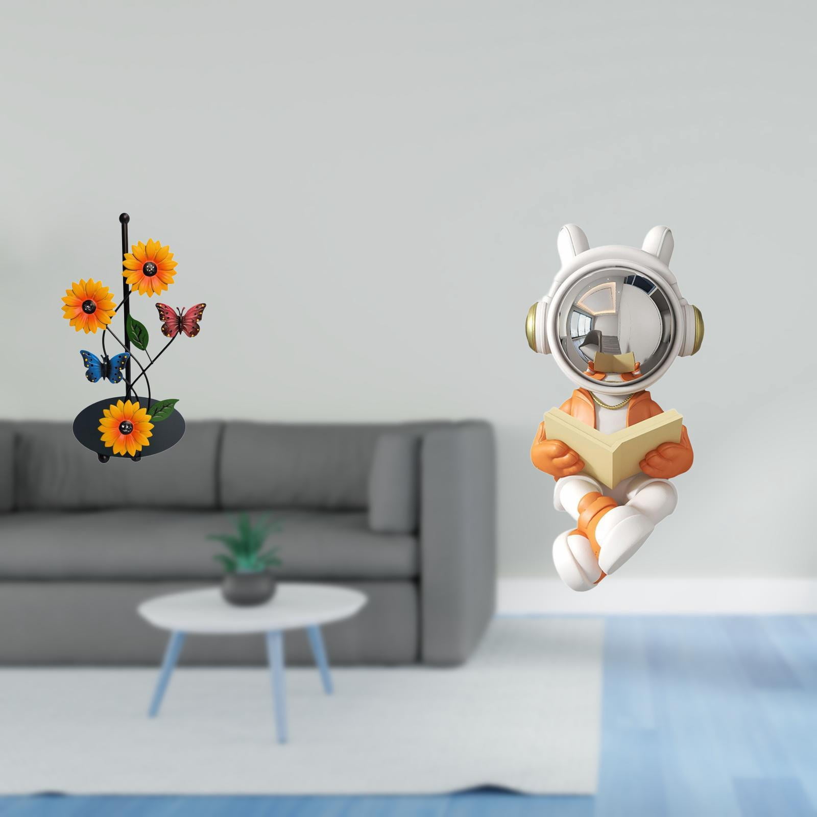 Fiocias Astronaut Paper Towel Holder Dispenser Decorative Statue Tissue Holder Rack Non Slip Vertical Sculpture Ornament for Home Fireplace Table Centerpiece