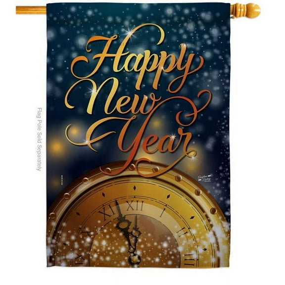 Angeleno Heritage H137335-BO 28 x 40 in. Countdown New Year House Flag with Winter Double-Sided Decorative Vertical Flags Decoration Banner Garden Yard Gift