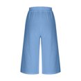 thumbnail image 6 of Lenpel Women's Capri Pants Loose Elastic High Waisted Wide Leg Casual Trousers Cropped Palazzo Pants with Pockets, 6 of 7