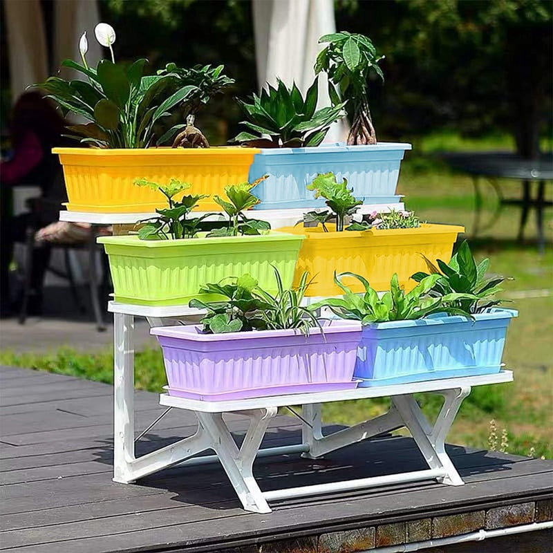 4 Packs 17 Inches Flower Window Box Plastic Vegetable for Windowsill, Patio, Garden, Home Decor, Porch
