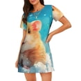 thumbnail image 1 of Vsdgher Nuage Mignon Motif Hamster Chemise de Nuit à Manches Courtes Col Rond Mignonne Robe de Nuit Confortable, 1 of 6