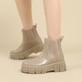 thumbnail image 4 of Laklulu Damen Kurze Gummistiefel Rutschfeste PVC Regenstiefel Wasserdicht Kurz Booties Reitstiefel Stiefel Stiefeletten Mode Gartenschuhe Schnee Schlupfstiefel Gummischuhe Damen, 4 of 6