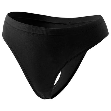 Clearance! WEANT Panties for Women Plus Size Cotton Thongs for Women s Casual Oversized Yoga Exercise Thong Solid Color Underwear Black S