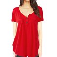 thumbnail image 1 of Botones de camiseta de talla grande para mujer Blusa suelta plisada sólida Túnicas Tops casuale MABOTO Blusa de manga corta, 1 of 7