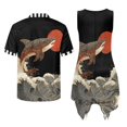 thumbnail image 7 of Psesaysky Japanese Style Bass Fish Print Womens Sleeveless Flared Tunic Sundress Pockets&Mens Short Sleeve Buttons Shirts Matching Couples Outfit for Wedding Travel Beach, 7 of 7
