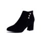 thumbnail image 2 of Black Solid Color Pointed Toe Side Zipper High Heel Boots, 2 of 3
