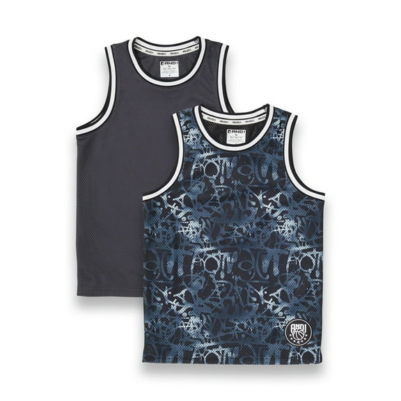 AND1 Boys 'Free-Throw' Basketball Jersey 2-Pack Tanks, Sizes 4-18