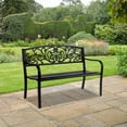 thumbnail image 5 of Ktaxon 50 Inch Outdoor Bench, Powder Coated Steel Garden Bench for Patio, Park & Courtyard, Antique Finish with PVC Backrest, Black, 5 of 14