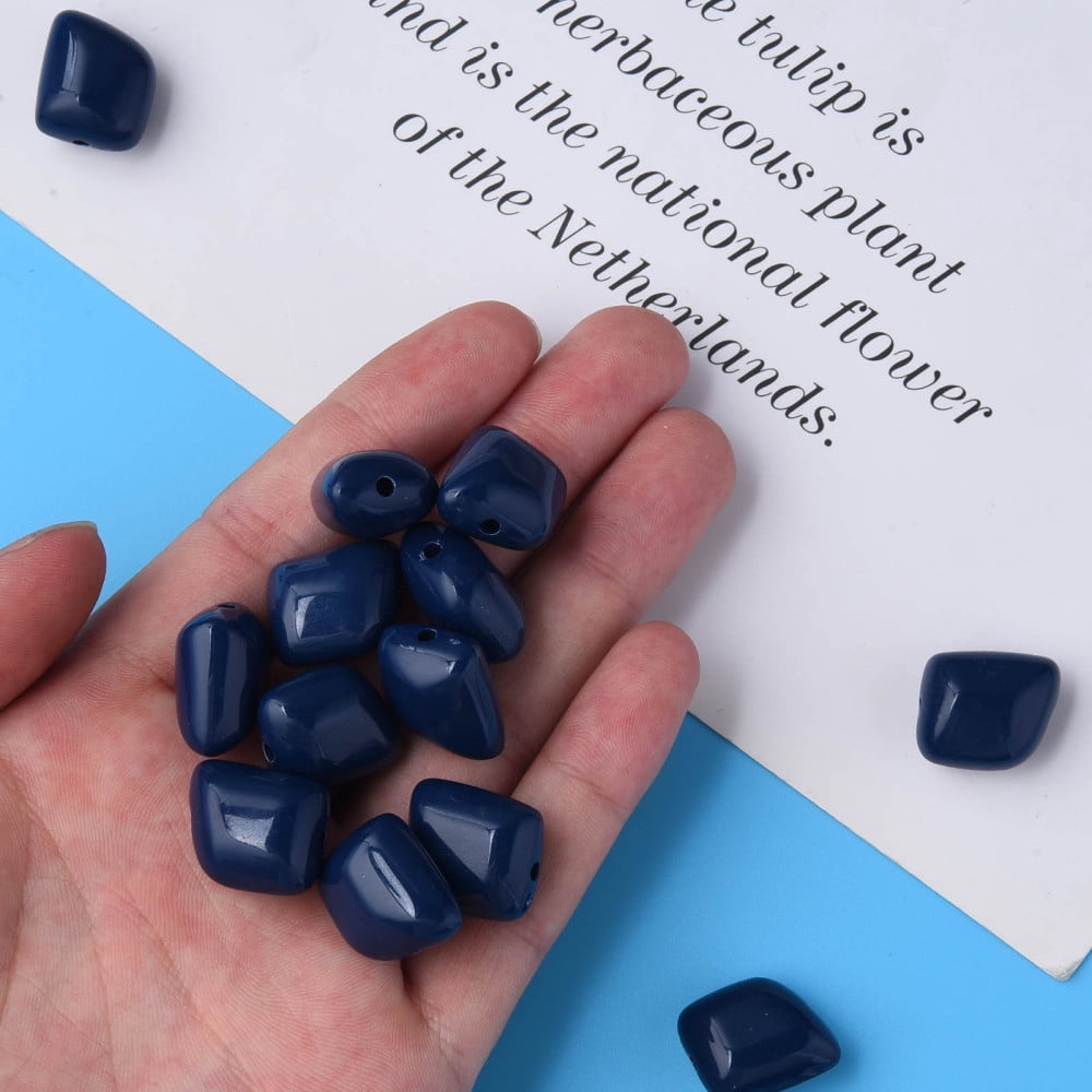 Opaque Acrylic Beads Polygon Midnight Blue 17.5x15.5x11mm Hole: 2mm about 230pcs/500g