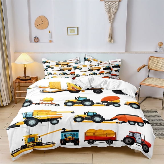 YJHDM Toy Engineering Car Bedding Set 3D Kid Baby Down Duvet and Pillowcase 2/3pcs Birthday Gift
