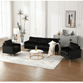 thumbnail image 2 of Dinosisco 85" Sofa Couch for Living Room, Modern Upholstered 3-Seater Couch in Black Velvet, 2 of 6