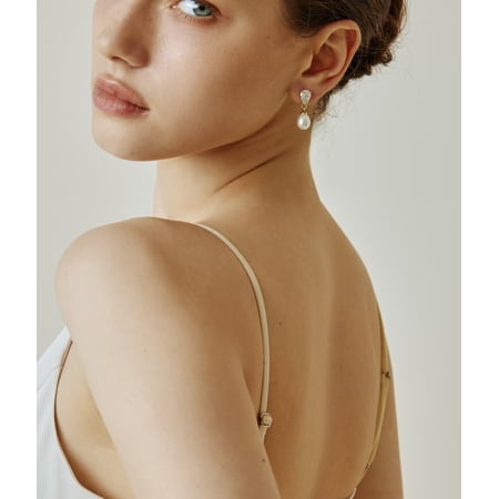 Yisun Yiway Elegant CZ Freshwater Pearl Drop Earrings Bridal