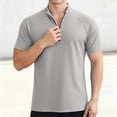 thumbnail image 4 of Yaoyar Men's Summer Relaxed Fit Solid Short Sleeve Standing Collar Zip Sport Moisture Wicking Quick Dry Tee, 4 of 5