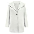 thumbnail image 3 of Women's Single Breasted Hooded Jacket Casual Trench Coat Fall Pea Coats Winter Overcoat Jacket White 4XL, 3 of 5